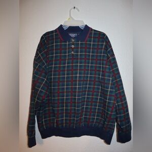 Men's Plaid Crewneck Sweater - Green, Red, and Yellow